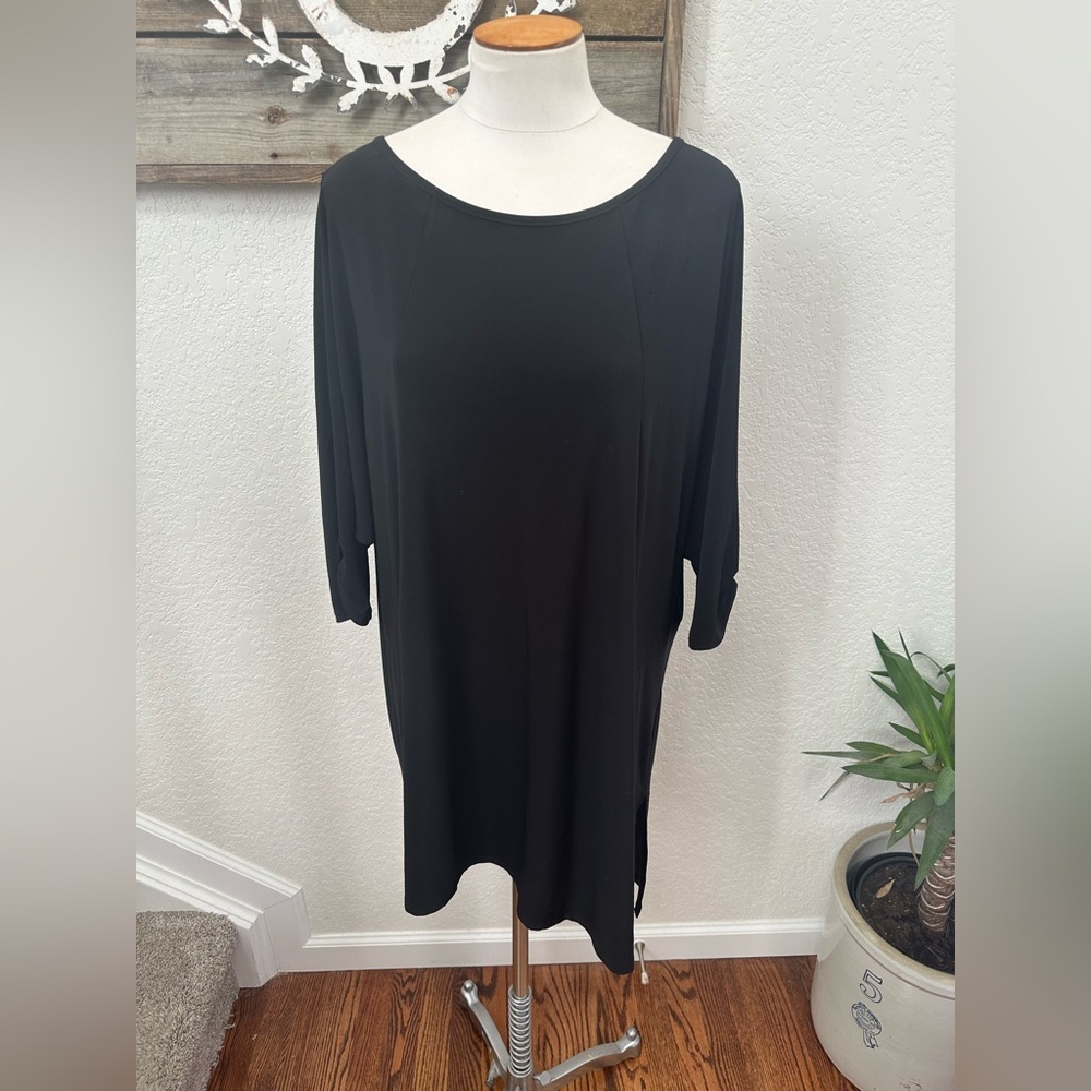 Clara Sun Woo black stretch knit tunic top ladies‎ size Large